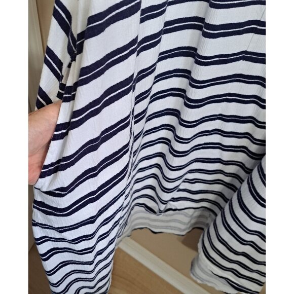 Land's End 2X (20W-22W) Striped Hi-Lo Midi Dress Pockets Nautical Preppy V-Neck - Picture 9 of 12